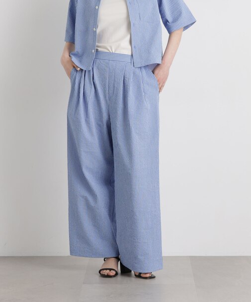 THOUSAND MILE／SEERSUCKER STRIPE WIDE PANTS(セットアップ可)