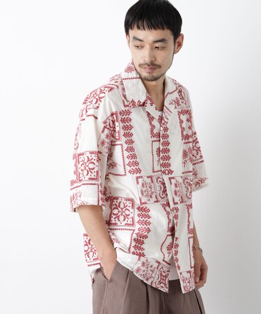 「OtoNANO」×masoret アイレット刺繍シャツ