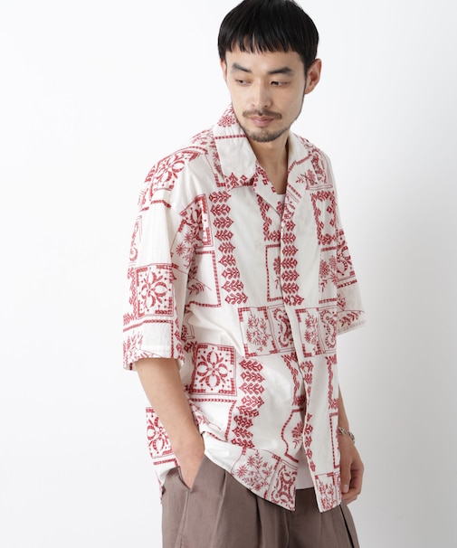 「OtoNANO」×masoret アイレット刺繍シャツ