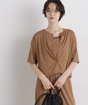エステルワイドリブ半袖カーディガン&タンクアンサンブルセット(セットアップ可)