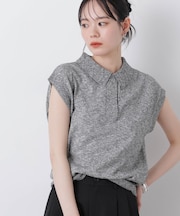 ノースリーブメランジポロニットトップス