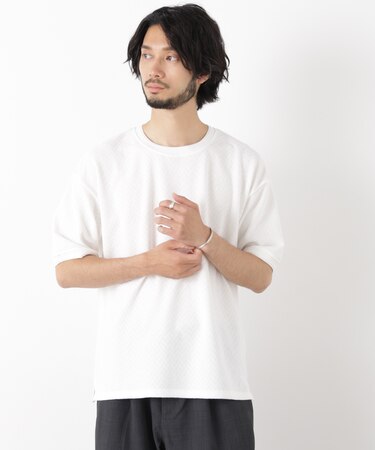 ヘリンボンジャガードTシャツ 半袖
