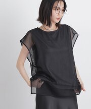カラミメッシュレイヤードカットトップス