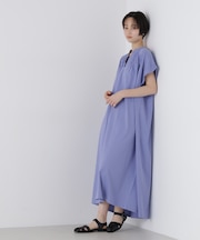 接触冷感コットンプレーティング天竺ギャザースキッパーワンピース
