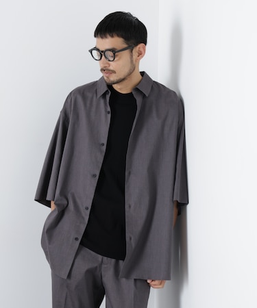 「ASSEMBLANC」リネンミックスハーフスリーブオーバーシャツ(セットアップ可)