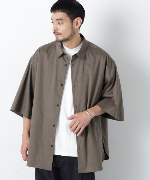 「ASSEMBLANC」リネンミックスハーフスリーブオーバーシャツ(セットアップ可)
