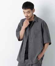 後染リネンライクシャツ 半袖（セットアップ可）