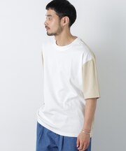 2トーンシルケット切り替えTシャツ 半袖