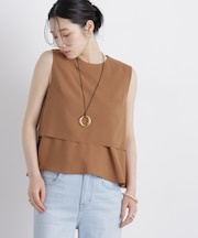 メランジドライ レイヤードノースリーブブラウス(セットアップ可)