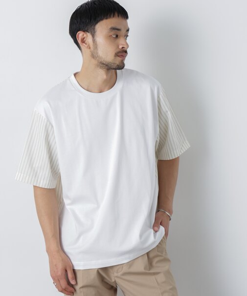 スムース布帛ドッキングTシャツ 半袖