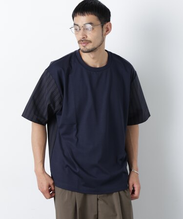 スムース布帛ドッキングTシャツ 半袖