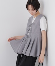 前後2wayリネンライクリボン結びジレブラウス(セットアップ可)