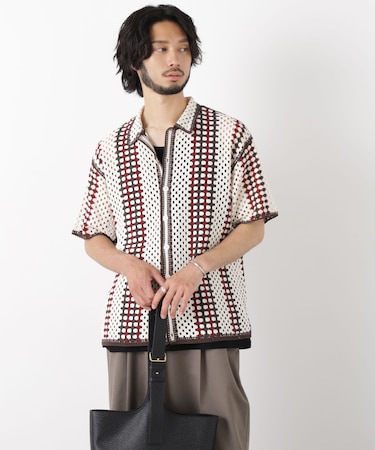 ラッセル編みニットシャツ