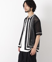 ラッセル編みニットシャツ