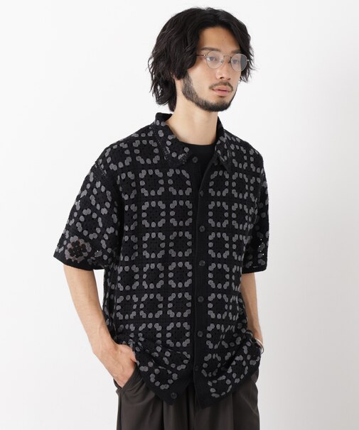 ラッセル編みニットシャツ
