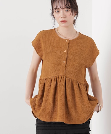 フクレジャガードカットギャザーブラウス