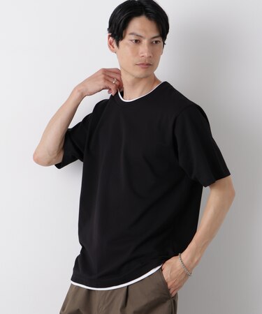 フェイクレイヤード鹿の子Tシャツ 半袖