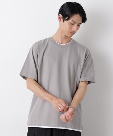 フェイクレイヤード鹿の子Tシャツ 半袖