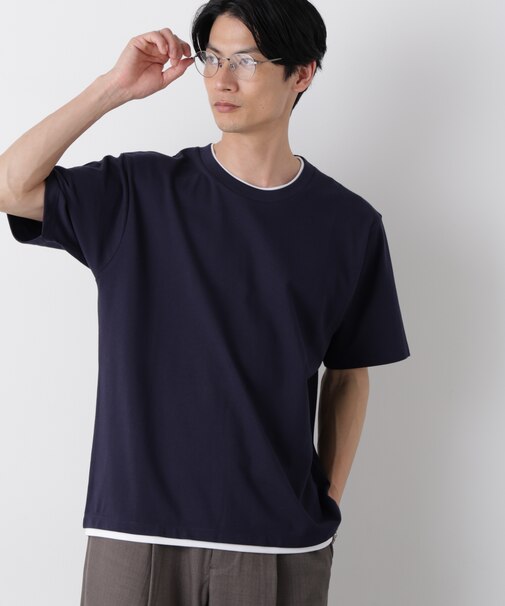 フェイクレイヤード鹿の子Tシャツ 半袖