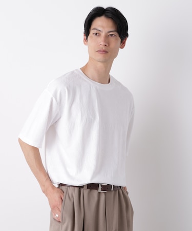 リンクスジャガードリーフ柄Tシャツ