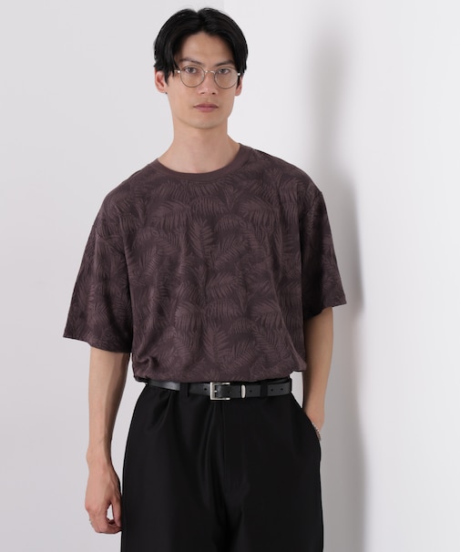 リンクスジャガードリーフ柄Tシャツ