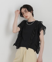 シフォンフリルカットソー
