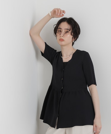 SUMMER VEIL KNIT ペプラムニットカーディガン