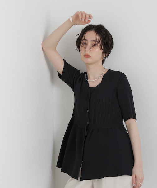 SUMMER VEIL KNIT ペプラムニットカーディガン