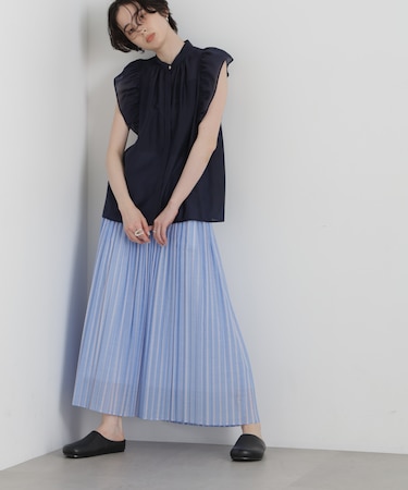 ストライププリーツマキシスカート