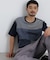 切替チェックニットTシャツ 半袖