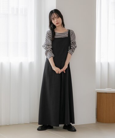WEB限定/多機能素材 前後2wayショルダーストラップワンピース