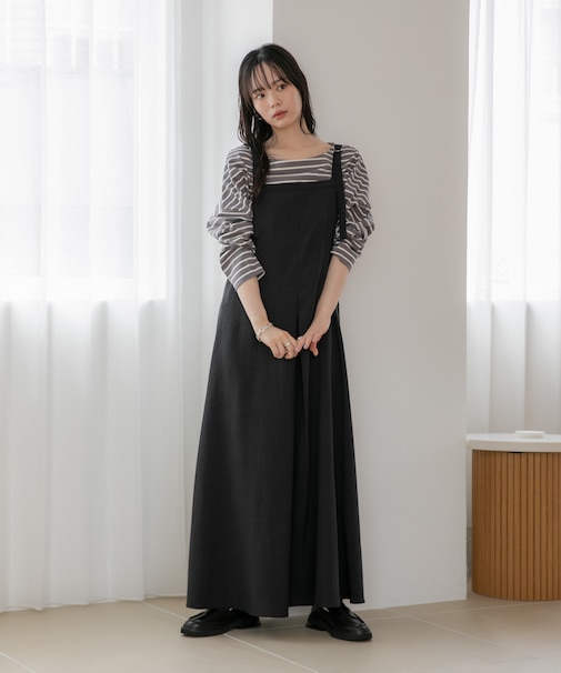 WEB限定/多機能素材 前後2wayショルダーストラップワンピース