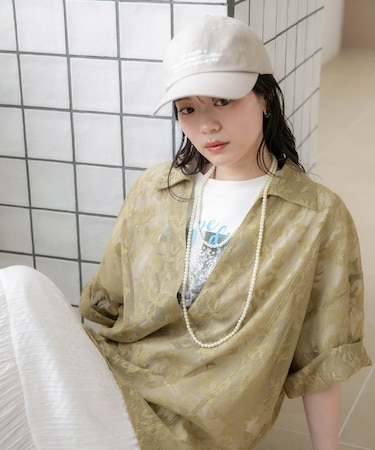 WEB限定/フラワーレーススキッパープルオーバーシャツ