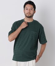 リブボーダーポケットTシャツ 半袖