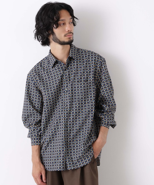 EDITORIAL PRINT レギュラーカラーシャツ