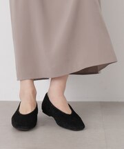 ハラコ調フラットスクエアトゥパンプス