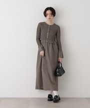 チェックシャーリングワンピース
