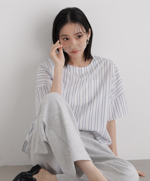 前後2wayバックボタンワイドドロップブラウス