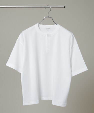 NORMANBROS／ショート丈ワッフルヘンリーネックTシャツ 半袖
