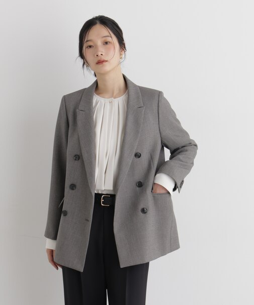 シャンブレーシャークスキンダブルジャケット(セットアップ可)