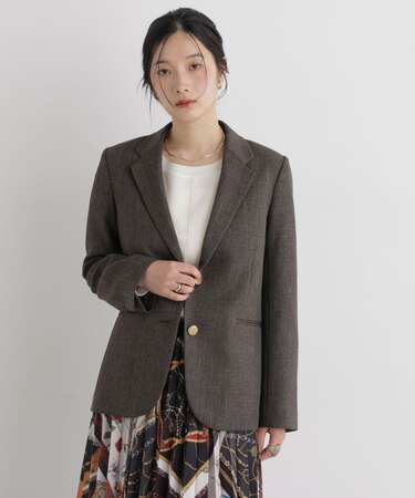 シャンブレーシャークスキンシングル金釦ジャケット(セットアップ可)