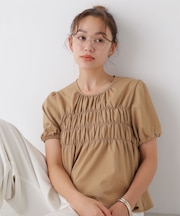 フロントシャーリングカットトップス
