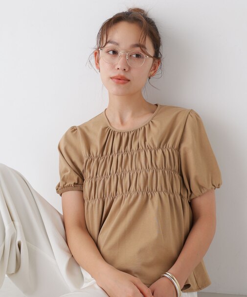 フロントシャーリングカットトップス