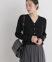 CICA&UVカット加工Vネックリブカーディガン