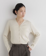 CICA&UVカット加工Vネックリブカーディガン
