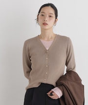 CICA&UVカット加工Vネックリブカーディガン