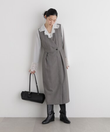 シャンブレーシャークスキンカシュクールワンピース