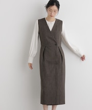 シャンブレーシャークスキンカシュクールワンピース