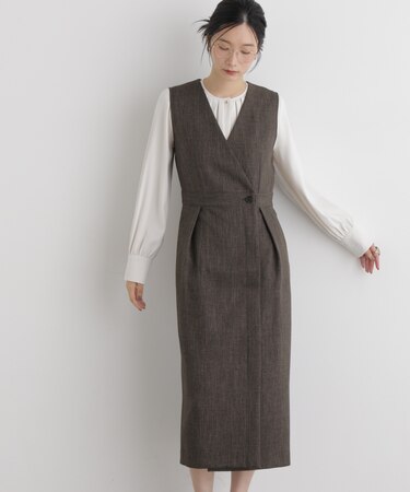 シャンブレーシャークスキンカシュクールワンピース