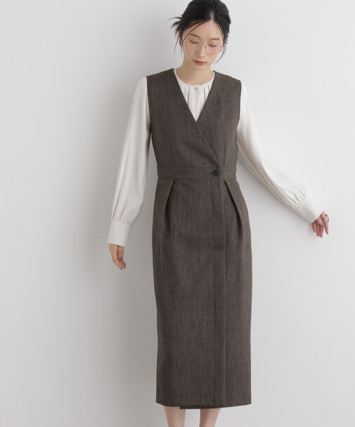 シャンブレーシャークスキンカシュクールワンピース